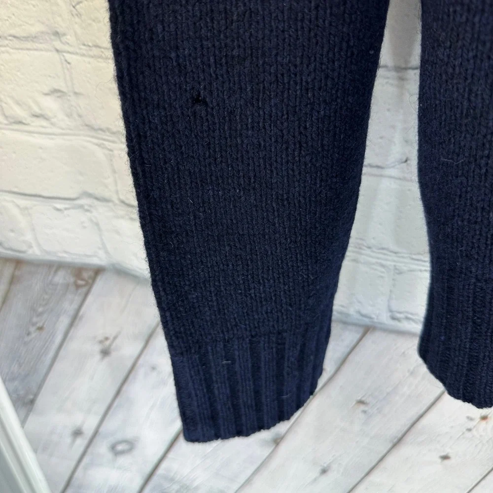 Polo Ralph Lauren Navy Merino Wool Angora Shawl Collar Sweater Mens Medium FLAW